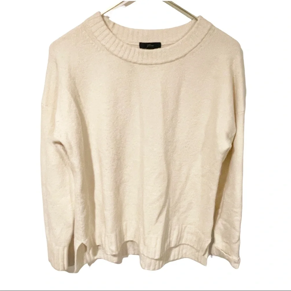 J. Crew Size XS Oversize Cream Wool‎ Alpaca Crewneck Long Sleeve Sweater